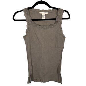 Vintage Y2K Lace Ribbed Cami Top Size Medium Bella Swan Elena Gilbert Taupe
